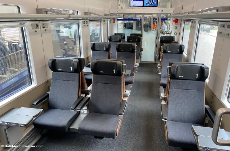 1st class carriage on a BLS train in Switzerland