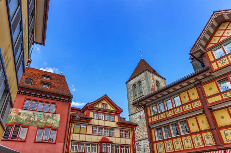 Colourful buildings in Appenzell, Switzerland