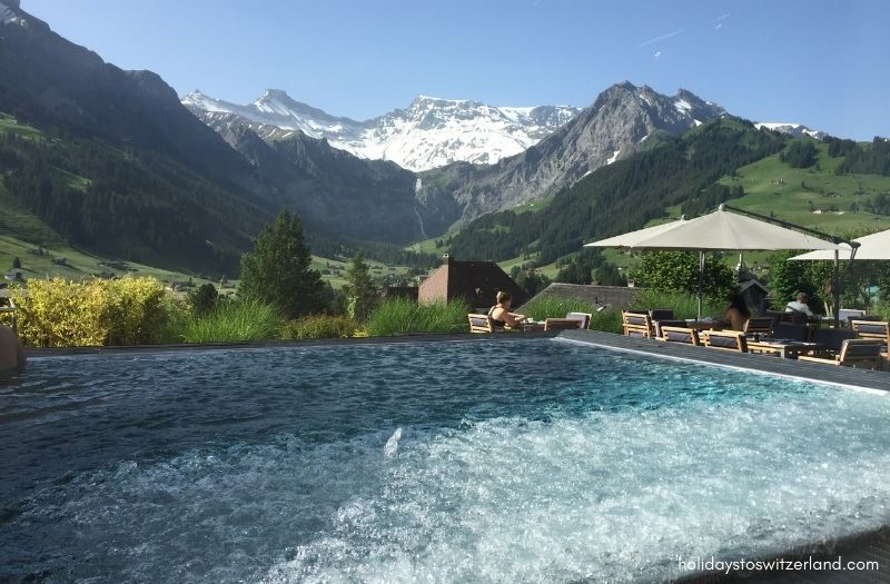 Infinity pool at Cambrian Hotel, Adelboden, Switzerland