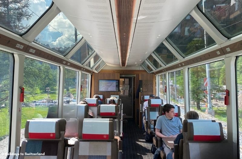 Interior of a 1st class carriage on Glacier Express