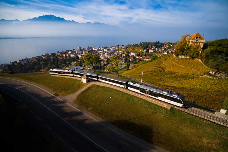 GoldenPass train near Montreux, Switzerland