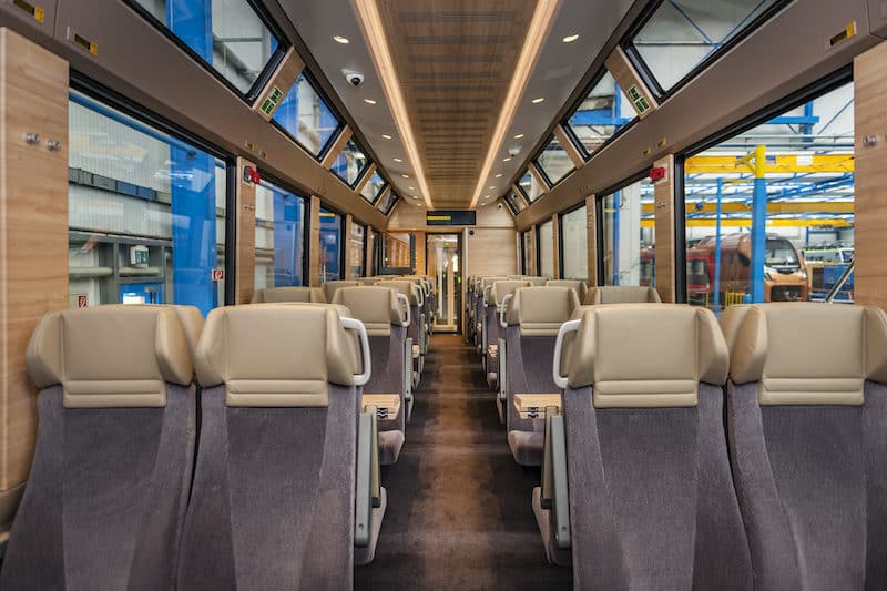Interior of 2nd class carriage on GoldenPass Express train