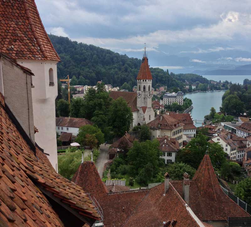 View from Thun Castle over Lake Thun