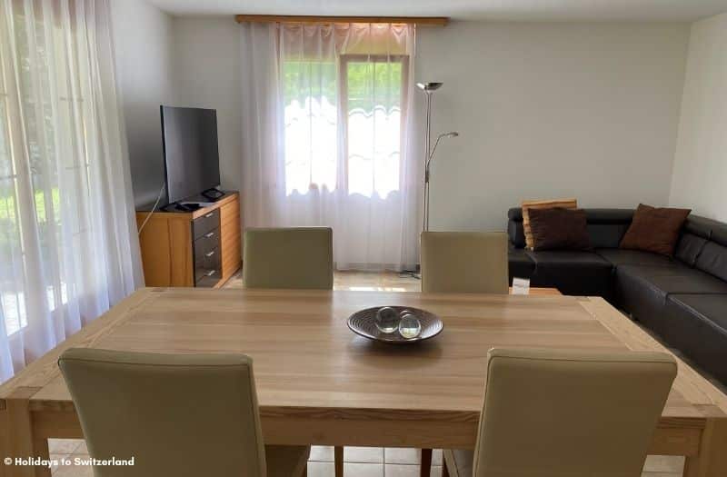 Lauterbrunnen apartment dining and living room