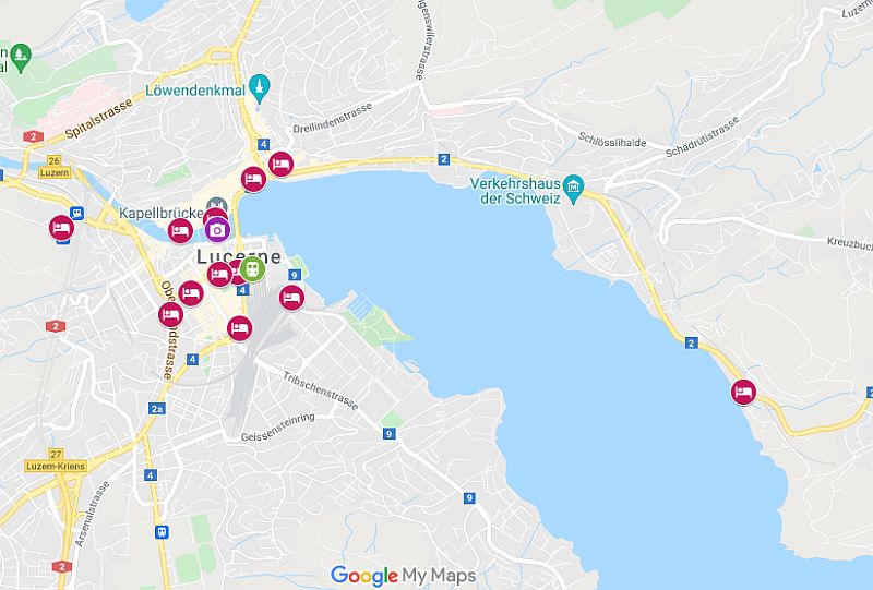 Lucerne Hotels Map
