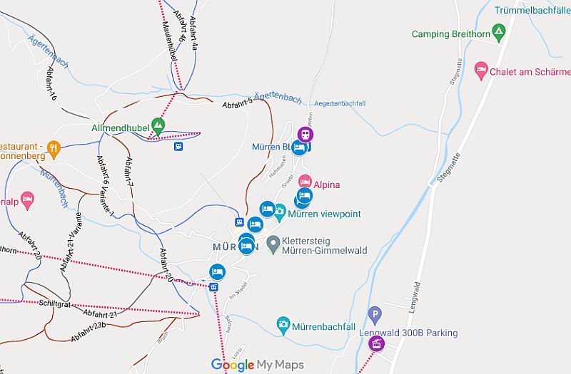 Map of hotels in Mürren