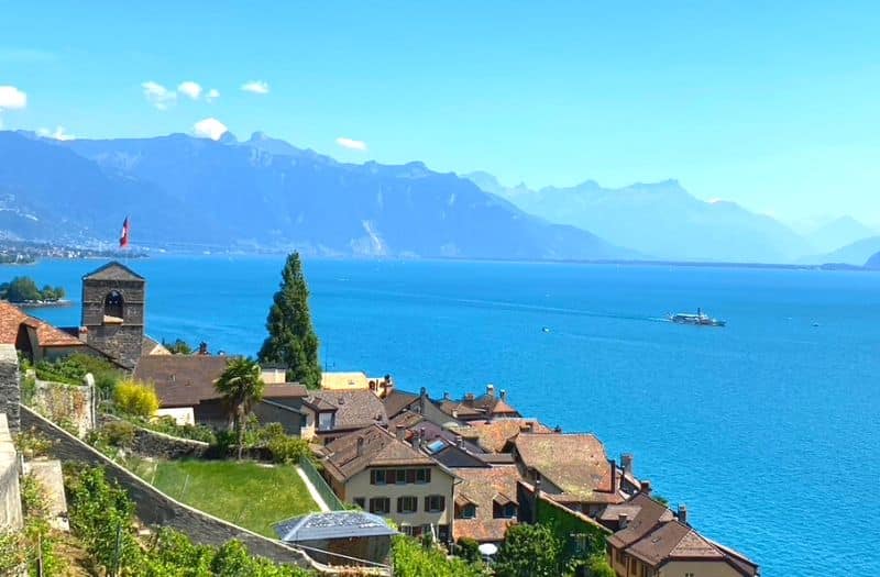 View over the village of St. Saphorin and Lake Geneva